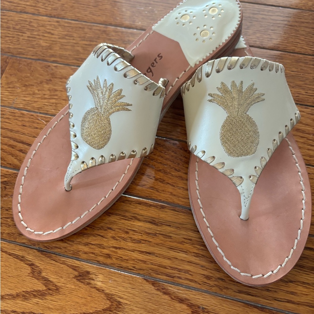 Jack Rogers Pineapple Cream and Gold Sandals